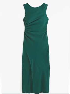 Abercrombie & Fitch Draped High Neck Shell Open Back Midi Dress Green Size L